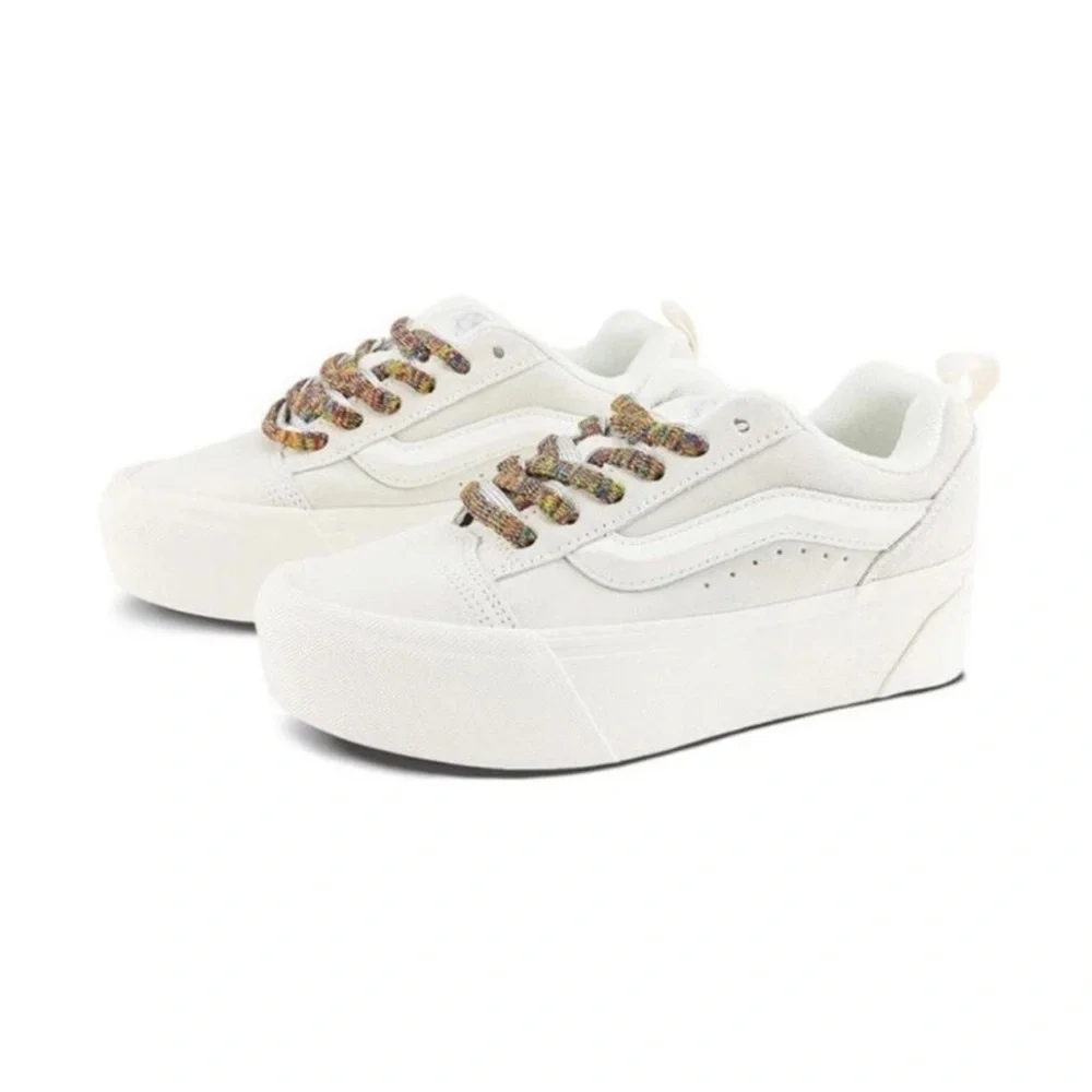 VANS Knu Stack Skate Shoes Lace Up Platform white Puffy Sneakers W 9.5 M 8 NEW - Picture 3 of 13